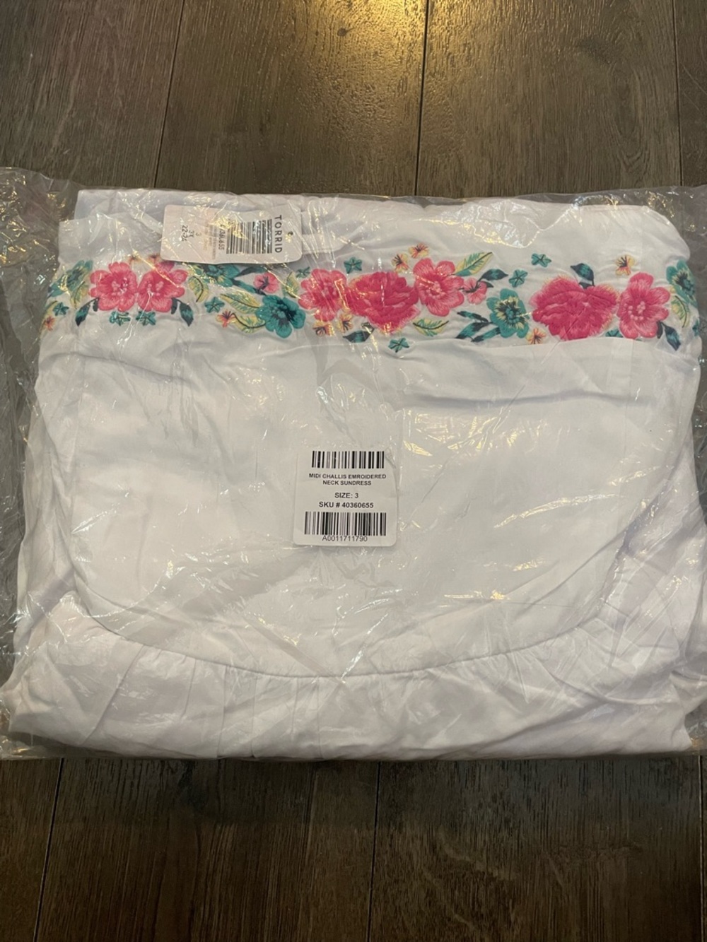 torrid White Maxi Dress with Pink & Teal Floral Embroidery - Picture 3 of 4